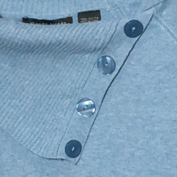 Jeanne Pierre Heather Blue Button Cowl Neck Sweater - Picture 2 of 4